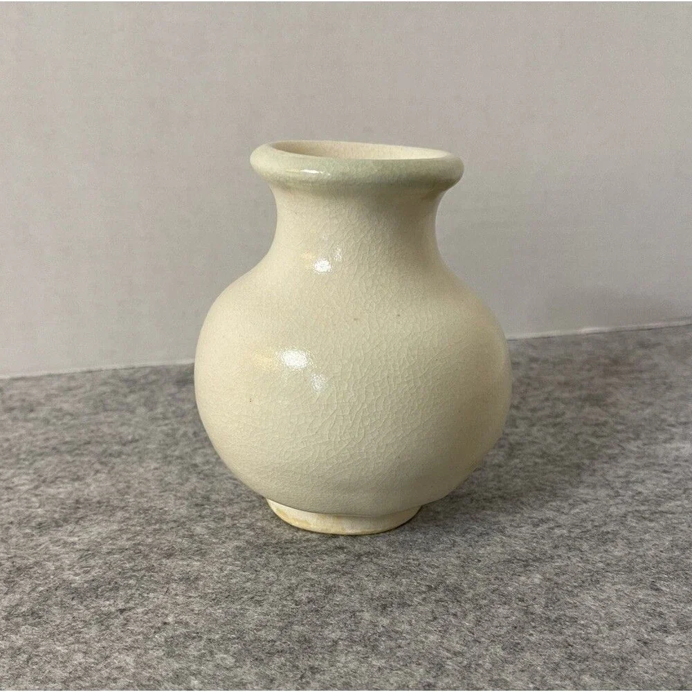 Vintage Southwestern Studio Art Pottery Vase Hand Painted Desert Cactus Mini